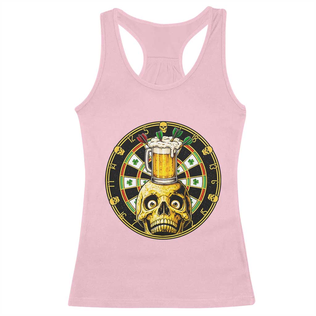 Funny St Patricks Day Skull Racerback Tank Top Darts Player Gift TS12 Light Pink Print Your Wear