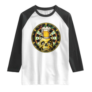Funny St Patricks Day Skull Raglan Shirt Darts Player Gift TS12 White Black Print Your Wear