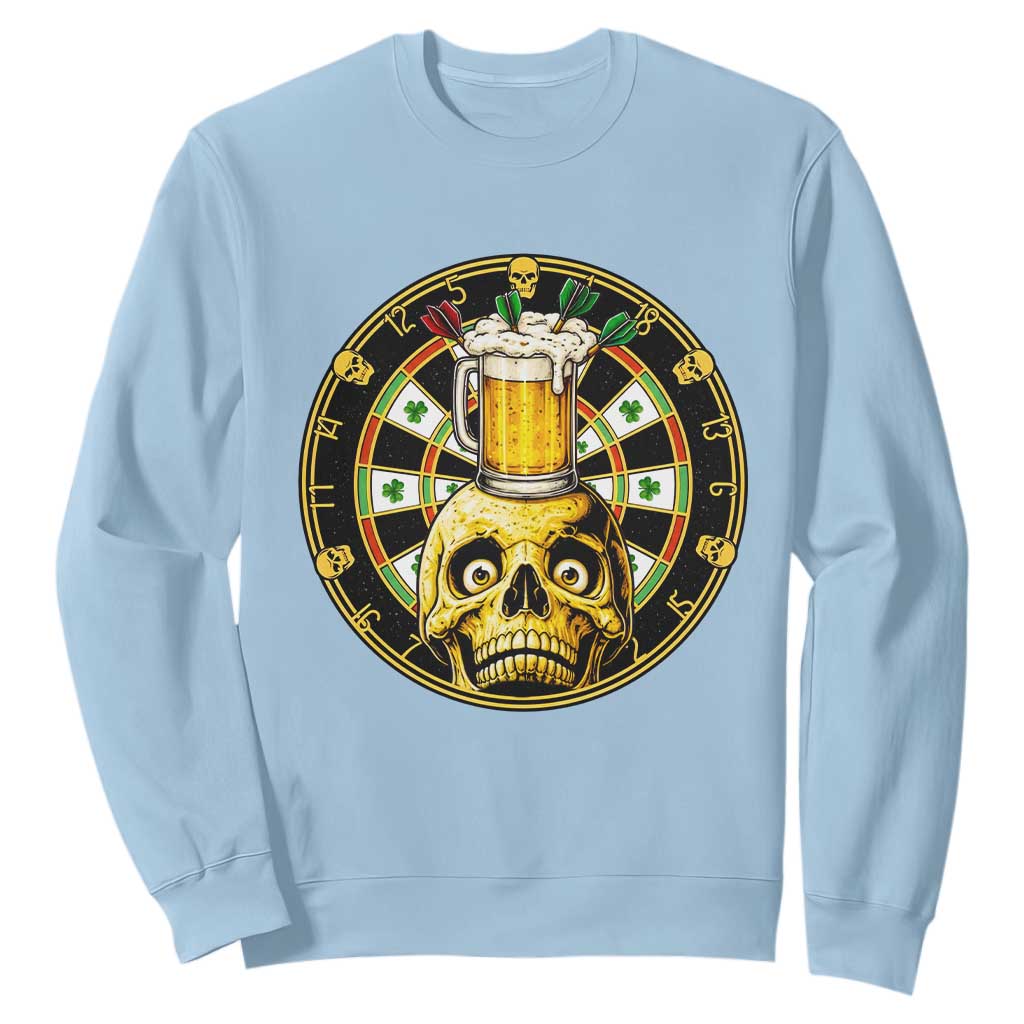 Funny St Patricks Day Skull Sweatshirt Darts Player Gift TS12 Light Blue Print Your Wear