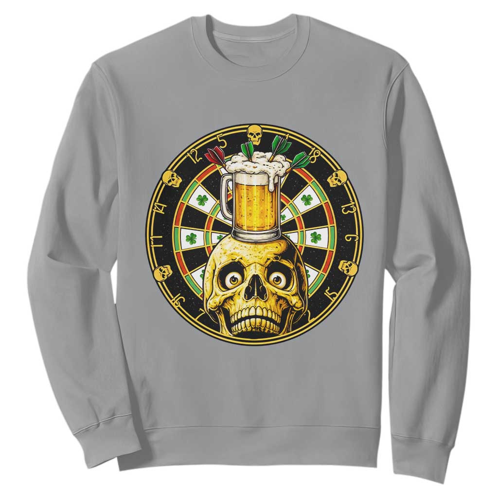 Funny St Patricks Day Skull Sweatshirt Darts Player Gift TS12 Sport Gray Print Your Wear