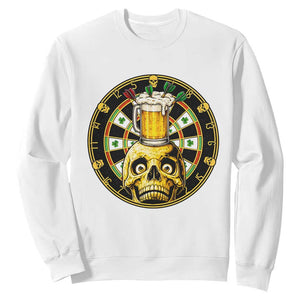 Funny St Patricks Day Skull Sweatshirt Darts Player Gift TS12 White Print Your Wear