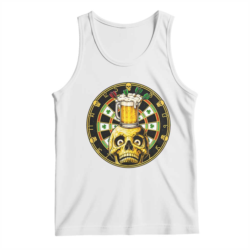 Funny St Patricks Day Skull Tank Top Darts Player Gift TS12 White Print Your Wear