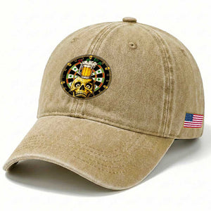 Funny St Patricks Day Skull Washed Cotton Baseball Cap Darts Player Gift TS12 Print Your Wear