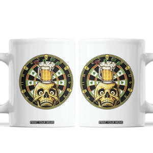 Funny St Patricks Day Skull Coffee Mug Darts Player Gift TS12 White Print Your Wear