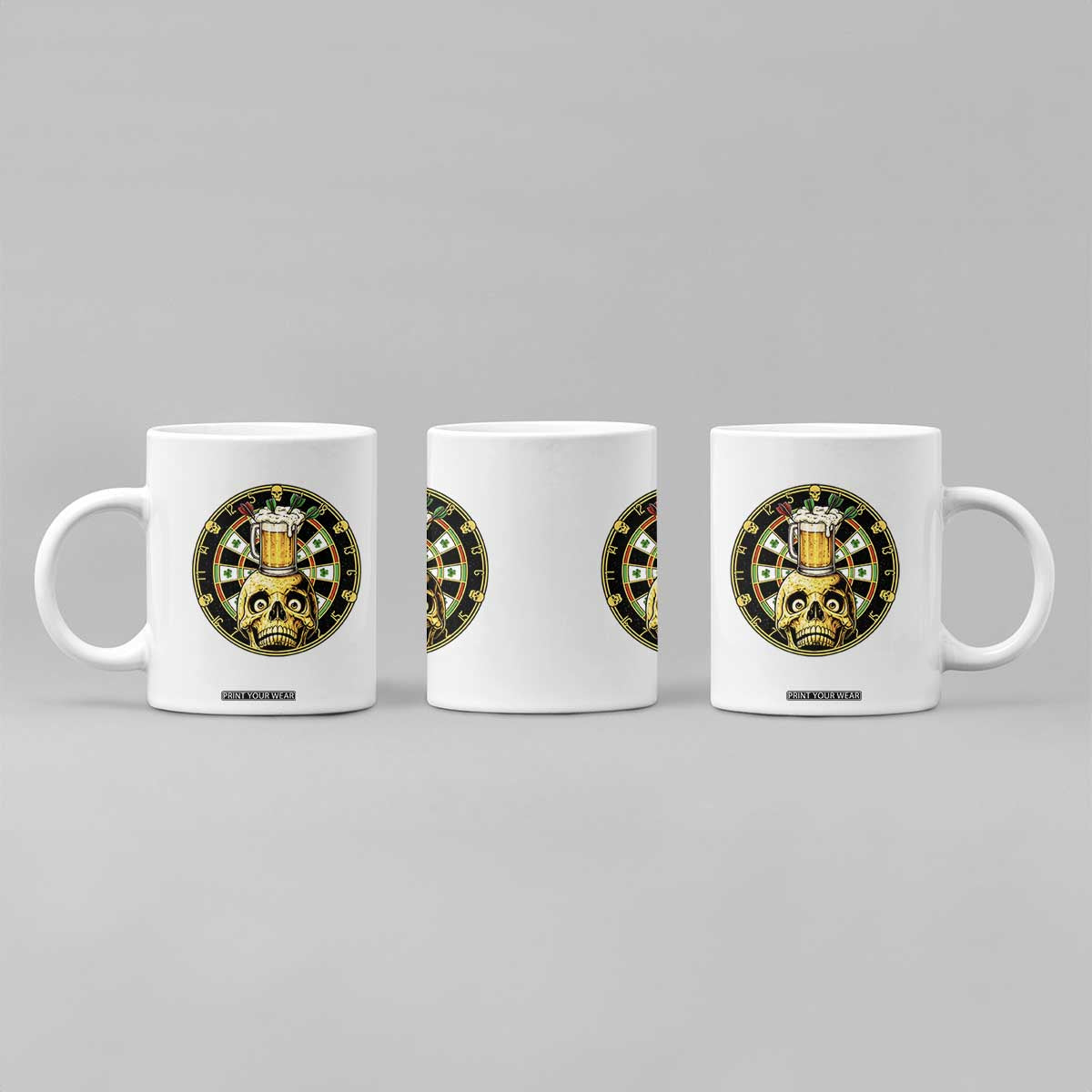 Funny St Patricks Day Skull Coffee Mug Darts Player Gift TS12 Print Your Wear
