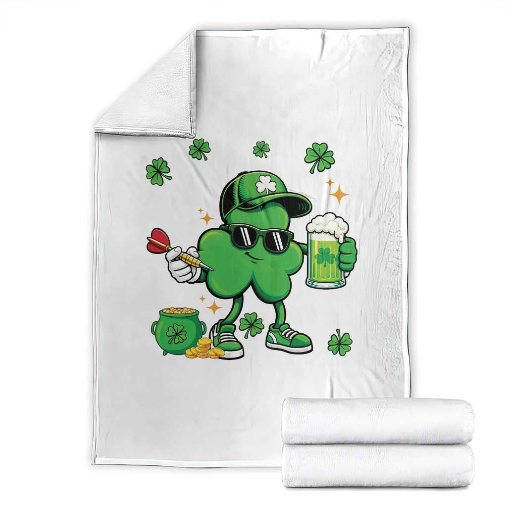 St Patricks Day Shamrock Darts And Beer Lover Gift Throw Blanket TS12 White Print Your Wear