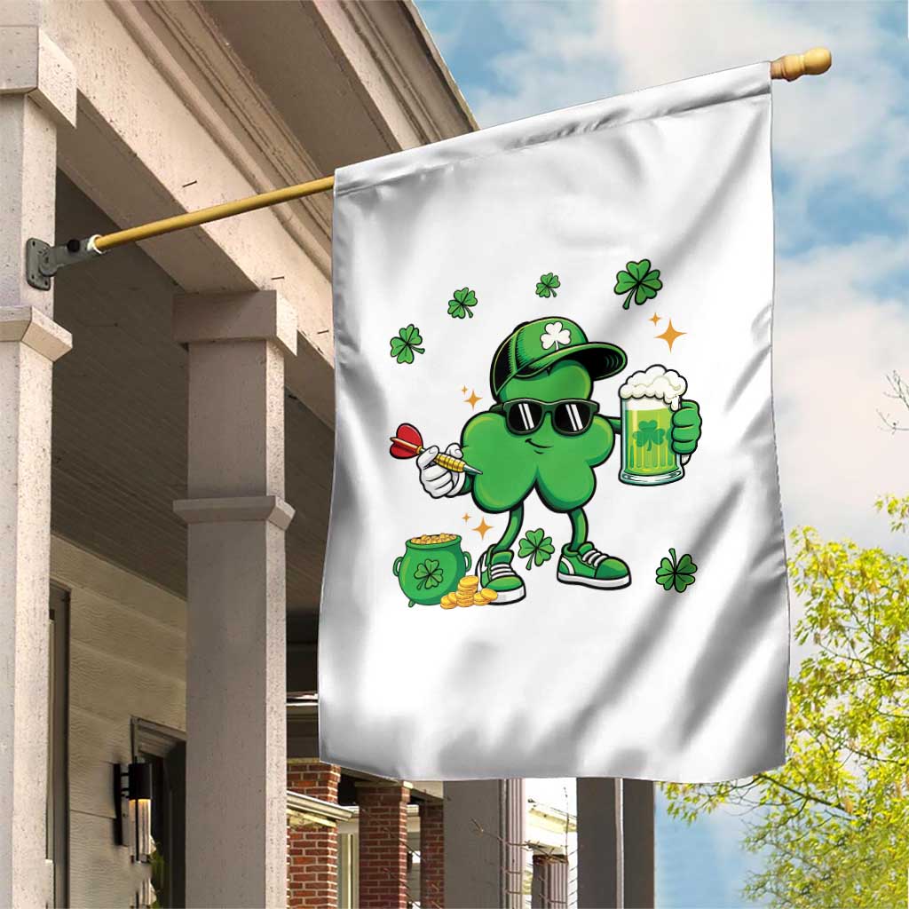 St Patricks Day Shamrock Darts And Beer Lover Gift Garden Flag TS12 Print Your Wear