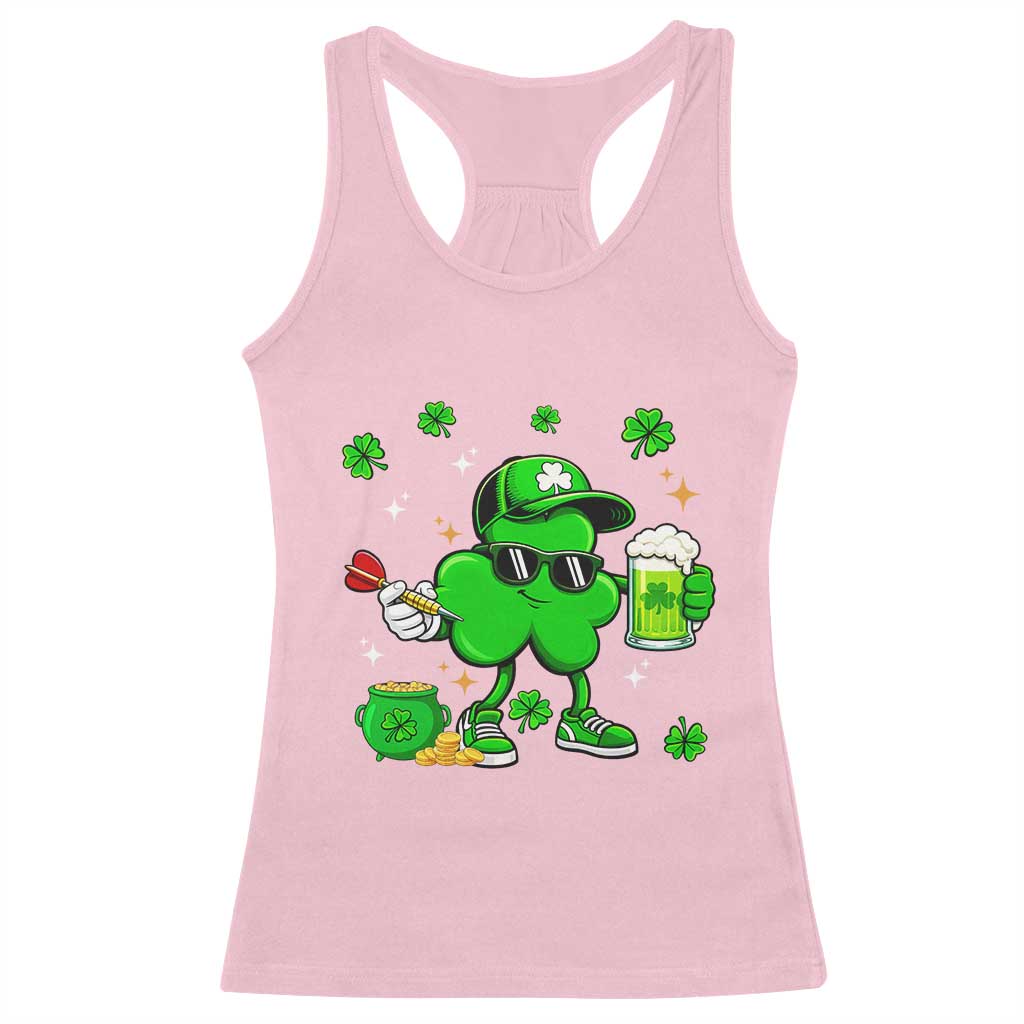 St Patricks Day Shamrock Darts And Beer Lover Gift Racerback Tank Top TS12 Light Pink Print Your Wear