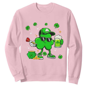 St Patricks Day Shamrock Darts And Beer Lover Gift Sweatshirt TS12 Light Pink Print Your Wear