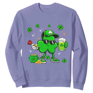 St Patricks Day Shamrock Darts And Beer Lover Gift Sweatshirt TS12 Violet Print Your Wear
