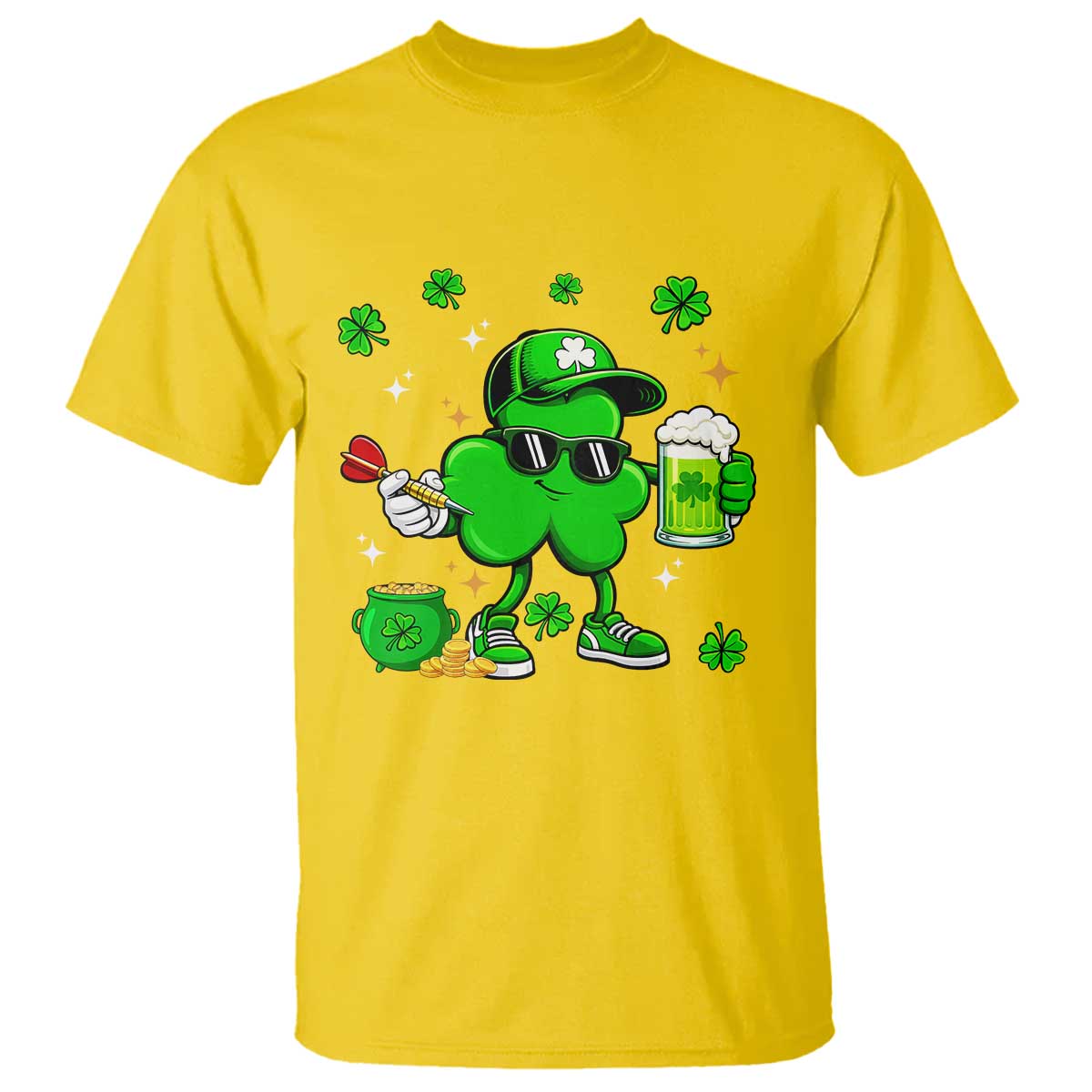 St Patricks Day Shamrock Darts And Beer Lover Gift T Shirt TS12 Daisy Print Your Wear