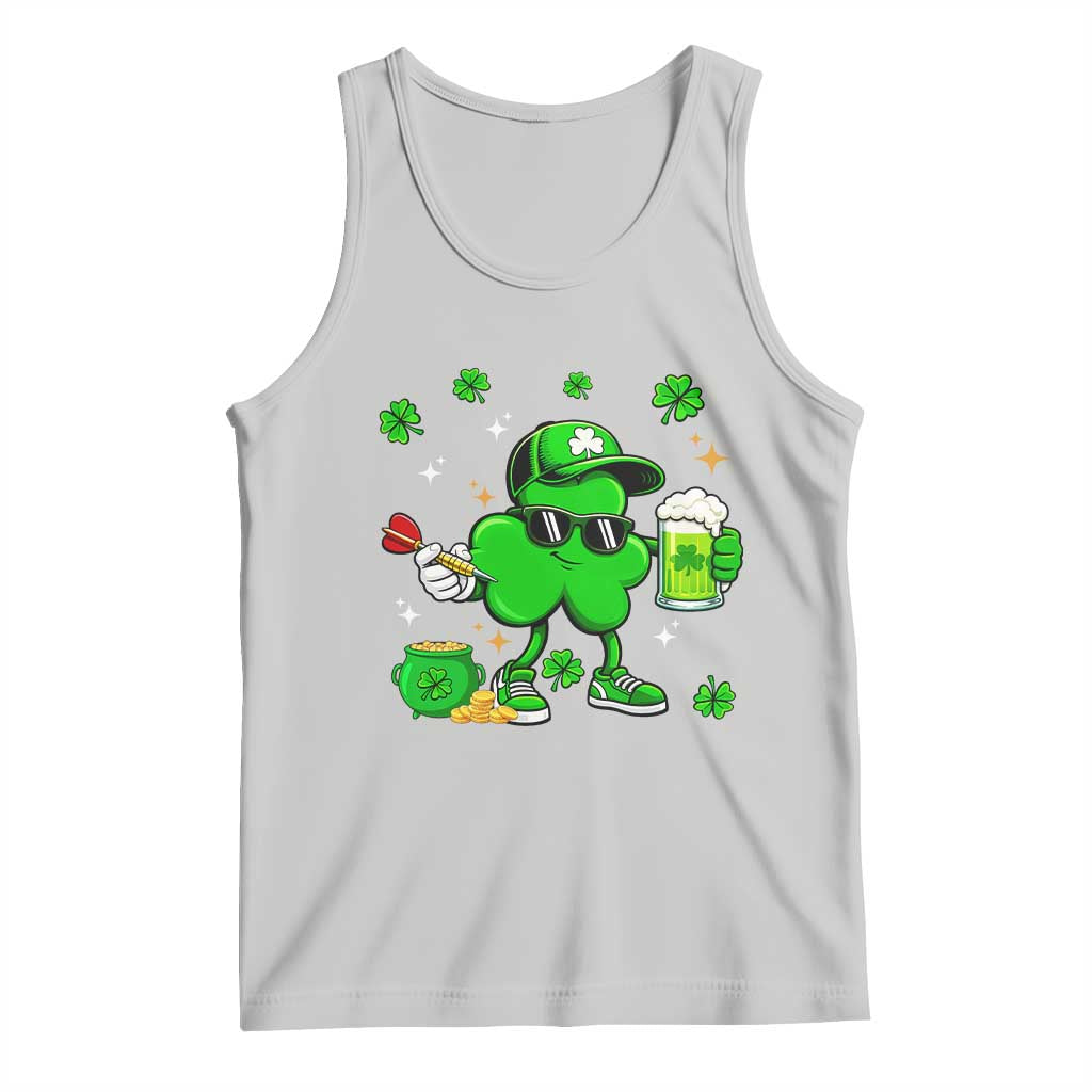 St Patricks Day Shamrock Darts And Beer Lover Gift Tank Top TS12 Ash Print Your Wear