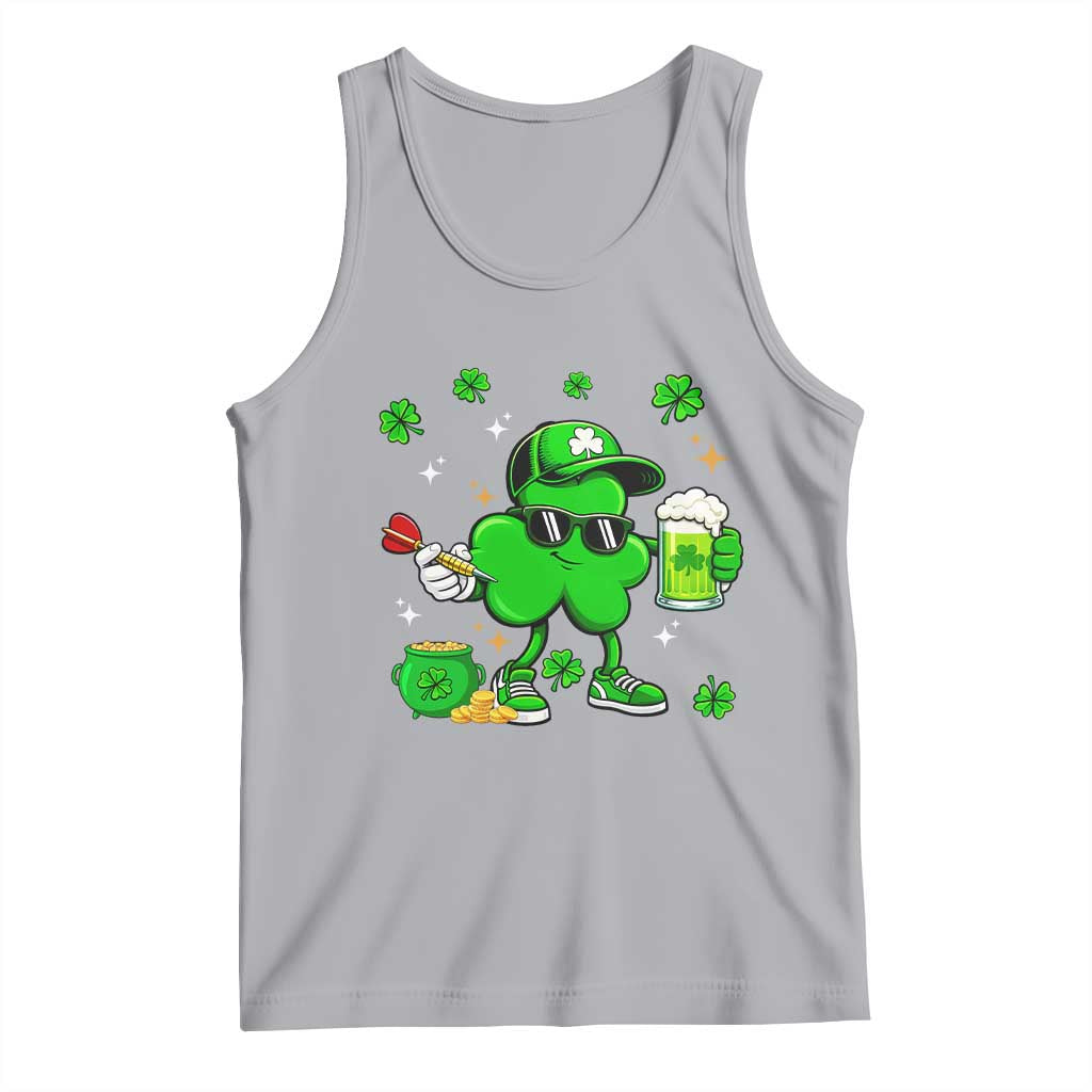 St Patricks Day Shamrock Darts And Beer Lover Gift Tank Top TS12 Athletic Heather Print Your Wear