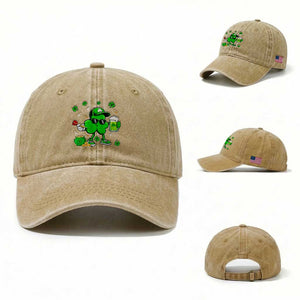 St Patricks Day Shamrock Darts And Beer Lover Gift Washed Cotton Baseball Cap TS12 Washed Cap Universal Fit Khaki Print Your Wear