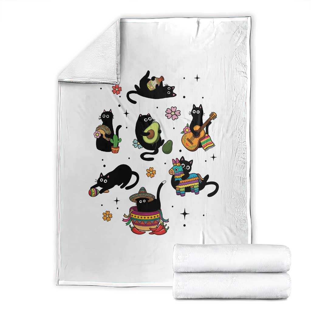 Funny Black Cat Lover Cinco De Mayo Throw Blanket Mexican Fiesta Gift TS12 White Print Your Wear