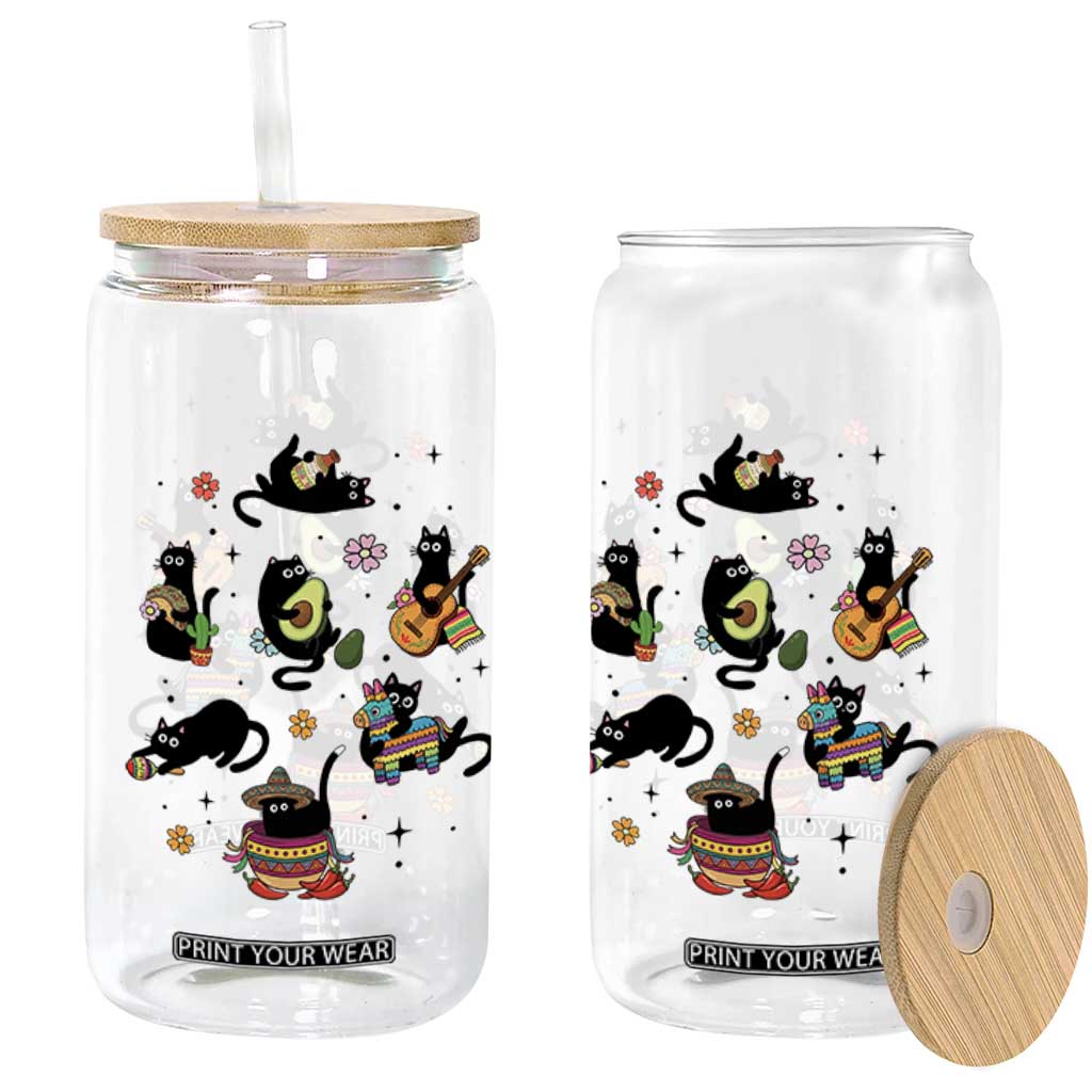 Funny Black Cat Lover Cinco De Mayo Glass Can Mexican Fiesta Gift TS12 Print Your Wear