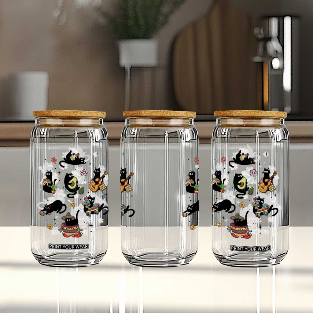 Funny Black Cat Lover Cinco De Mayo Glass Can Mexican Fiesta Gift TS12 Print Your Wear