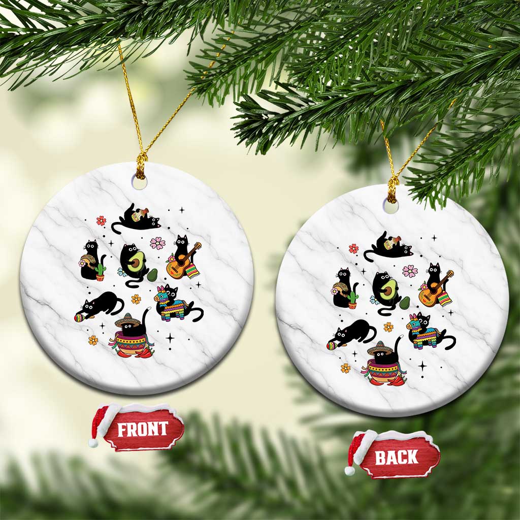 Funny Black Cat Lover Cinco De Mayo Ceramic Ornament Mexican Fiesta Gift TS12 1pc White Marble Print Your Wear