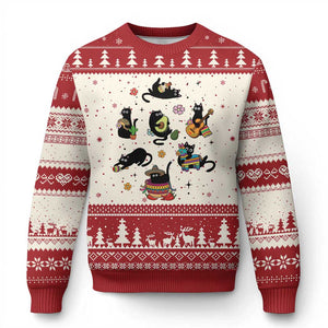 Funny Black Cat Lover Cinco De Mayo Ugly Christmas Sweater Mexican Fiesta Gift TS12 Beige Red Print Your Wear