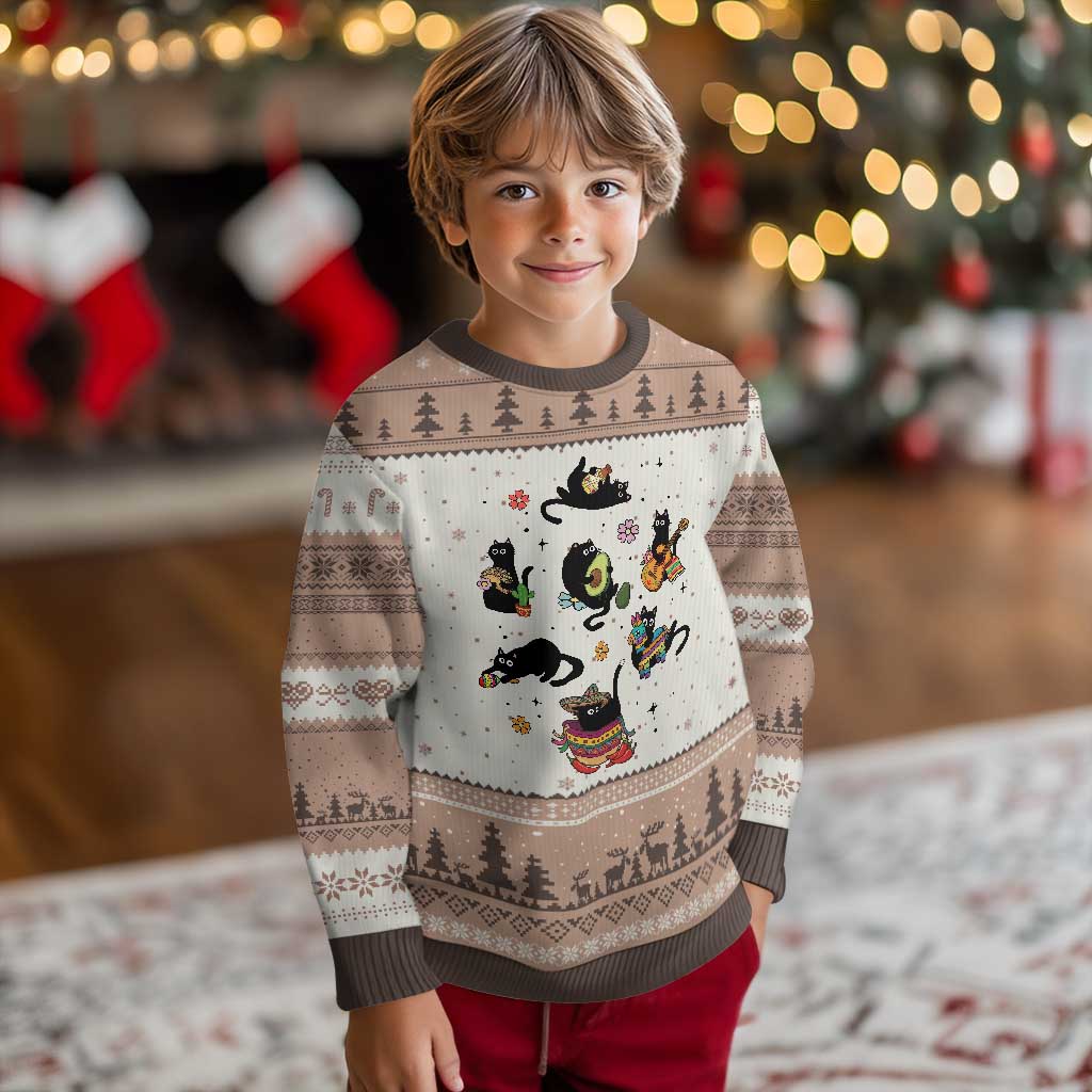 Funny Black Cat Lover Cinco De Mayo Ugly Christmas Sweater Mexican Fiesta Gift TS12 Mocha Mousse Print Your Wear