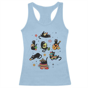 Funny Black Cat Lover Cinco De Mayo Racerback Tank Top Mexican Fiesta Gift TS12 Light Blue Print Your Wear