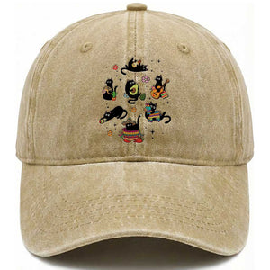 Funny Black Cat Lover Cinco De Mayo Washed Cotton Baseball Cap Mexican Fiesta Gift TS12 Print Your Wear