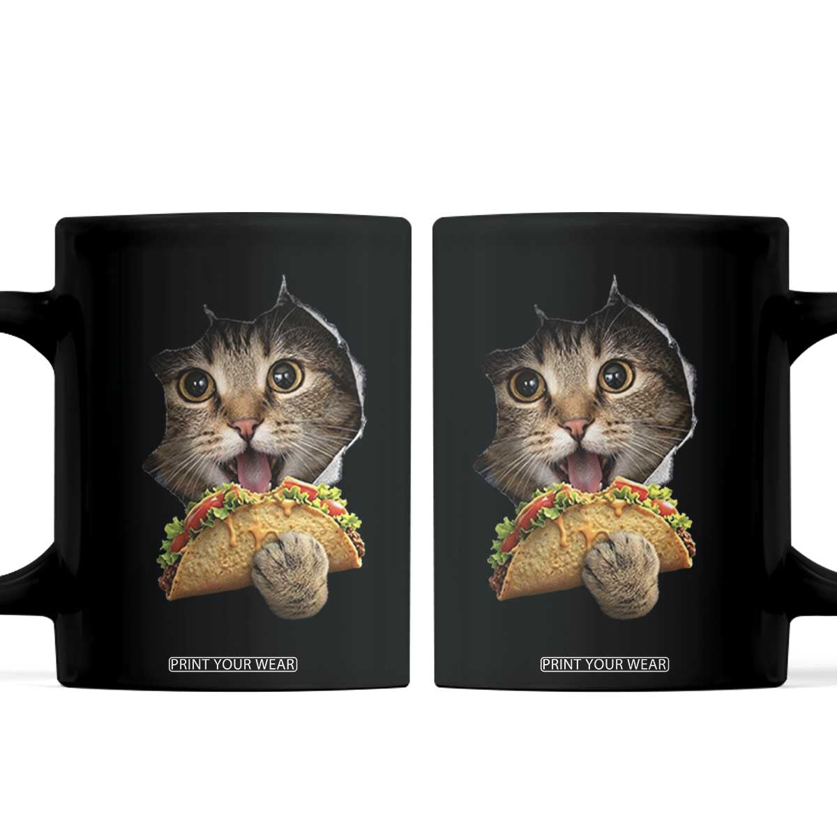 Funny Cat Eating Taco Coffee Mug Mexican Food Lover Gift TS12 Black Print Your Wear