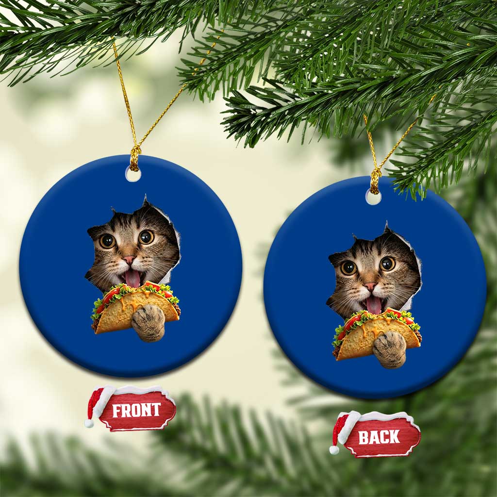 Funny Cat Eating Taco Ceramic Ornament Mexican Food Lover Gift TS12 1pc Blue Print Your Wear