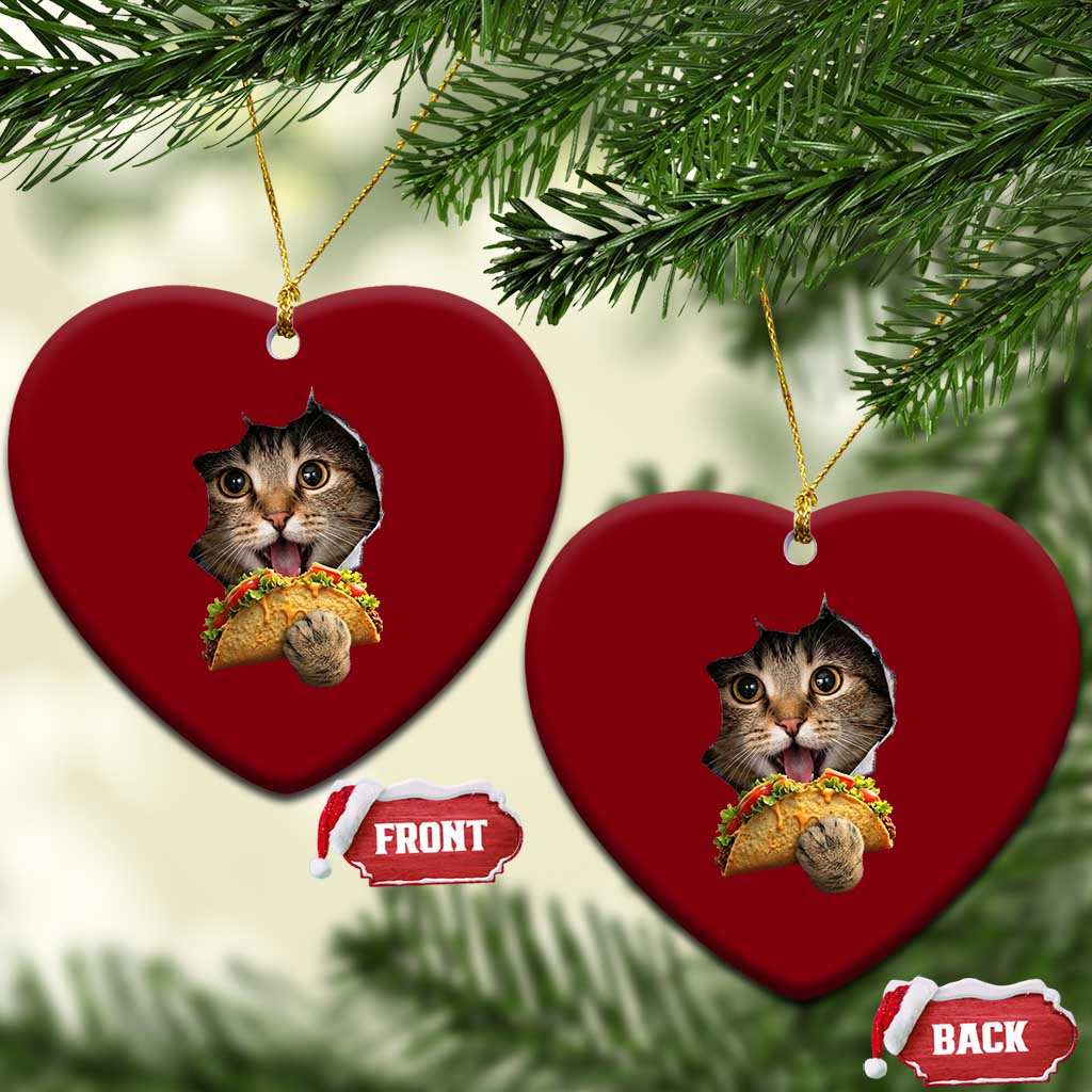 Funny Cat Eating Taco Ceramic Ornament Mexican Food Lover Gift TS12 Print Your Wear
