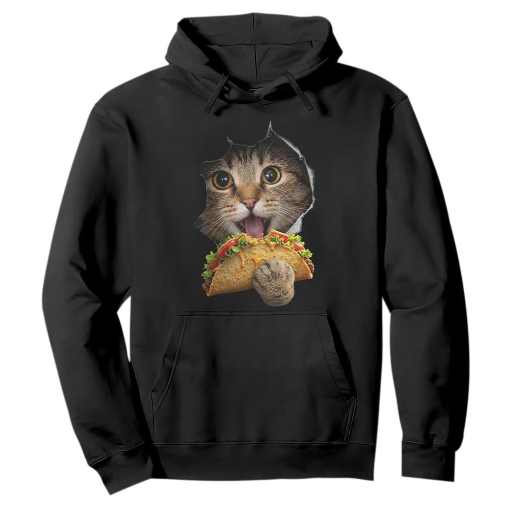 Funny Cat Eating Taco Hoodie Mexican Food Lover Gift TS12 Black Print Your Wear
