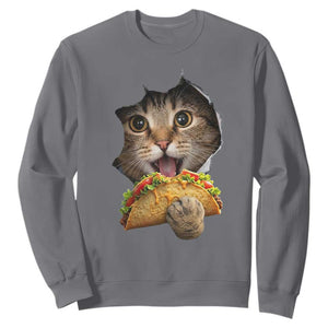 Funny Cat Eating Taco Sweatshirt Mexican Food Lover Gift TS12 Charcoal Print Your Wear