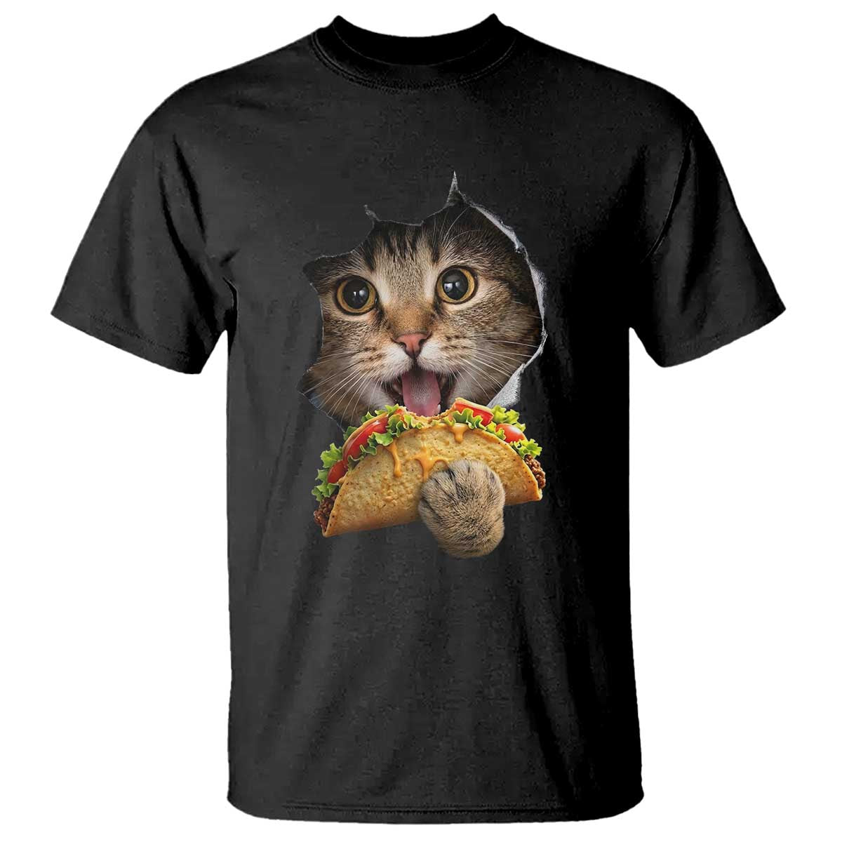 Funny Cat Eating Taco T Shirt Mexican Food Lover Gift TS12 Black Print Your Wear