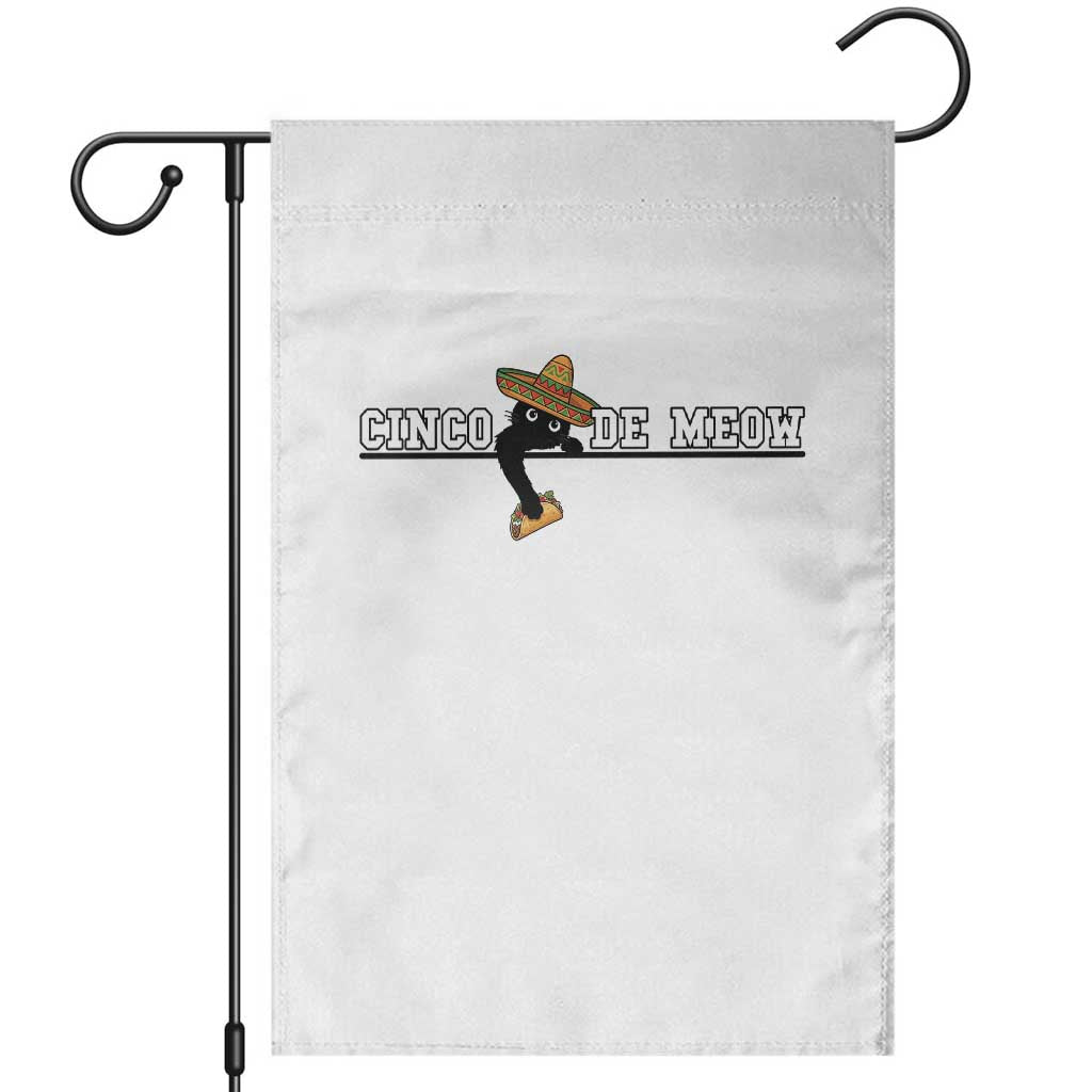 Funny Cinco De Meow Garden Flag Cute Black Cat Eating Taco TS12 White Print Your Wear