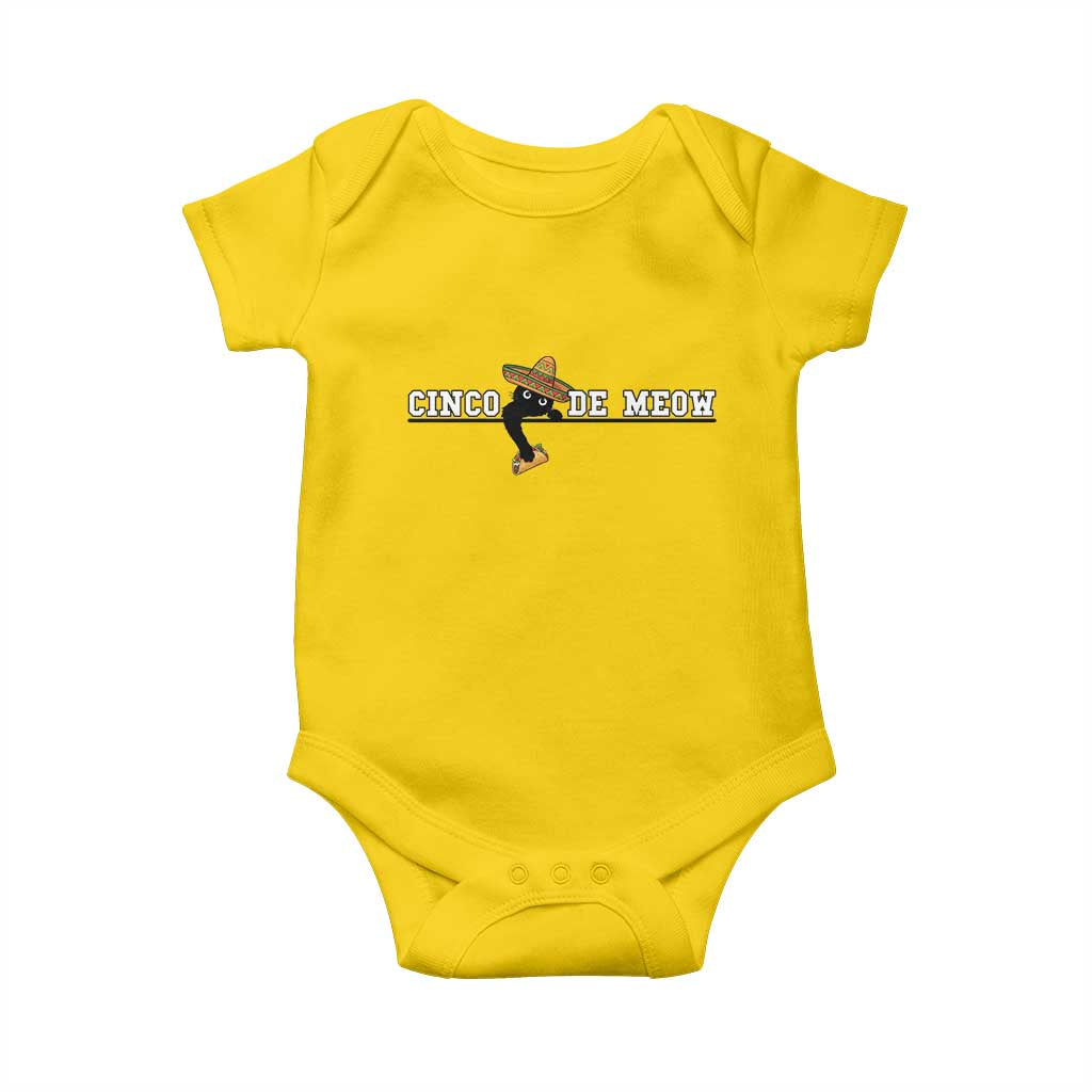 Funny Cinco De Meow Baby Onesie Cute Black Cat Eating Taco TS12 Daisy Print Your Wear