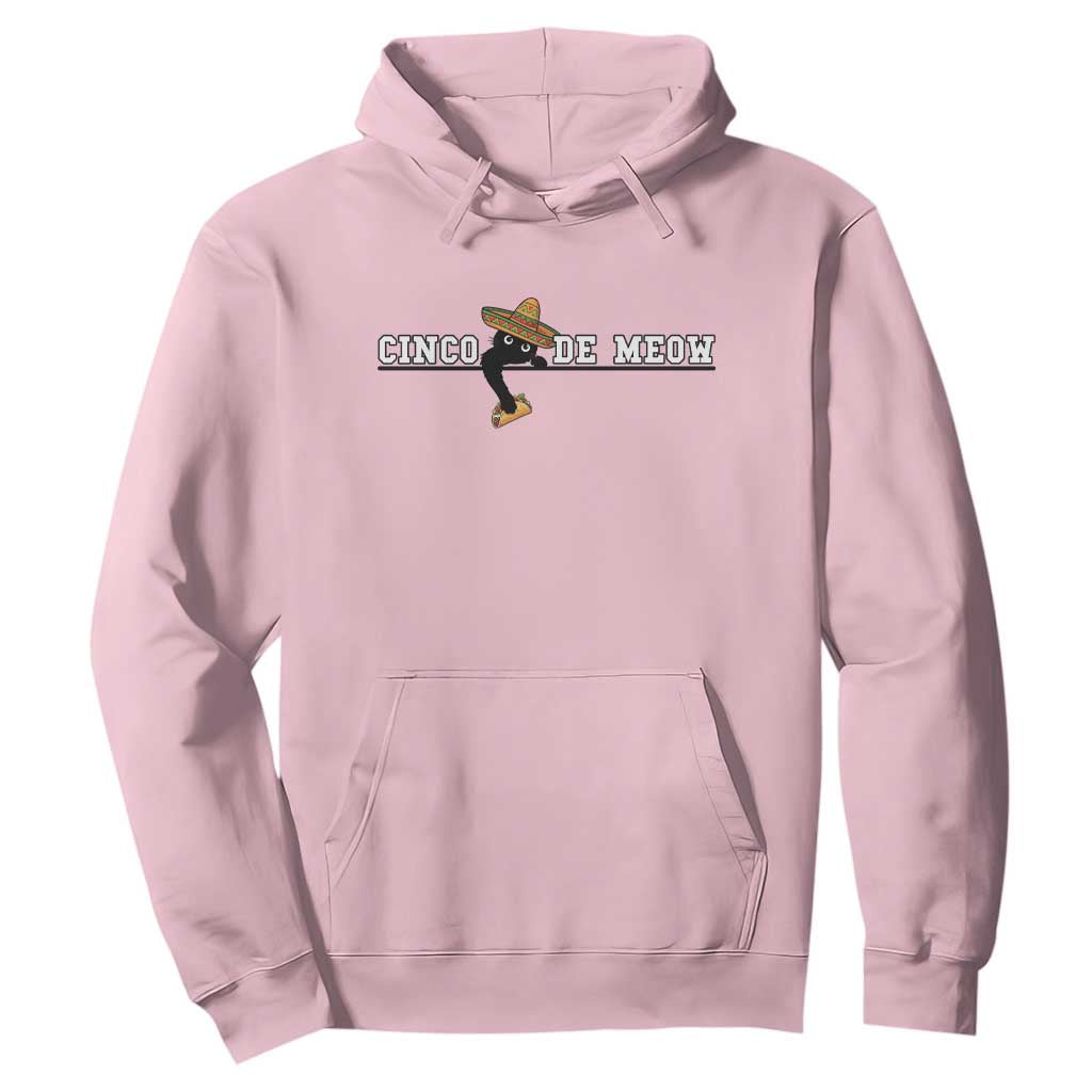 Funny Cinco De Meow Hoodie Cute Black Cat Eating Taco TS12 Light Pink Print Your Wear