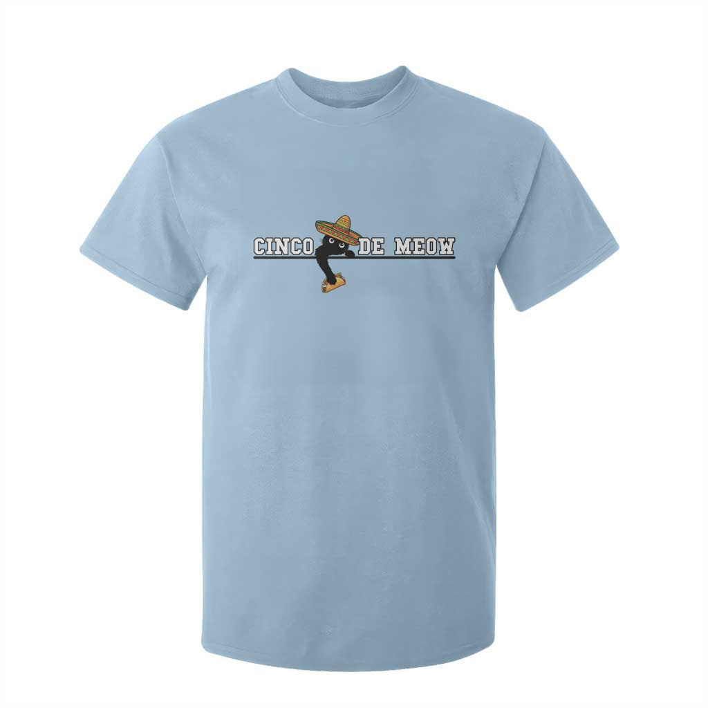Funny Cinco De Meow T Shirt For Kid Cute Black Cat Eating Taco TS12 Light Blue Print Your Wear