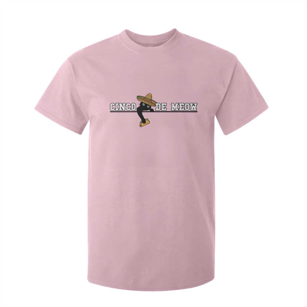 Funny Cinco De Meow T Shirt For Kid Cute Black Cat Eating Taco TS12 Light Pink Print Your Wear