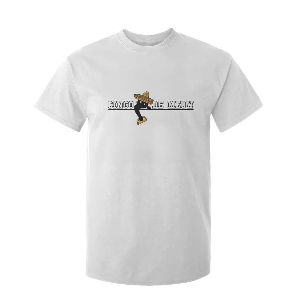 Funny Cinco De Meow T Shirt For Kid Cute Black Cat Eating Taco TS12 White Print Your Wear