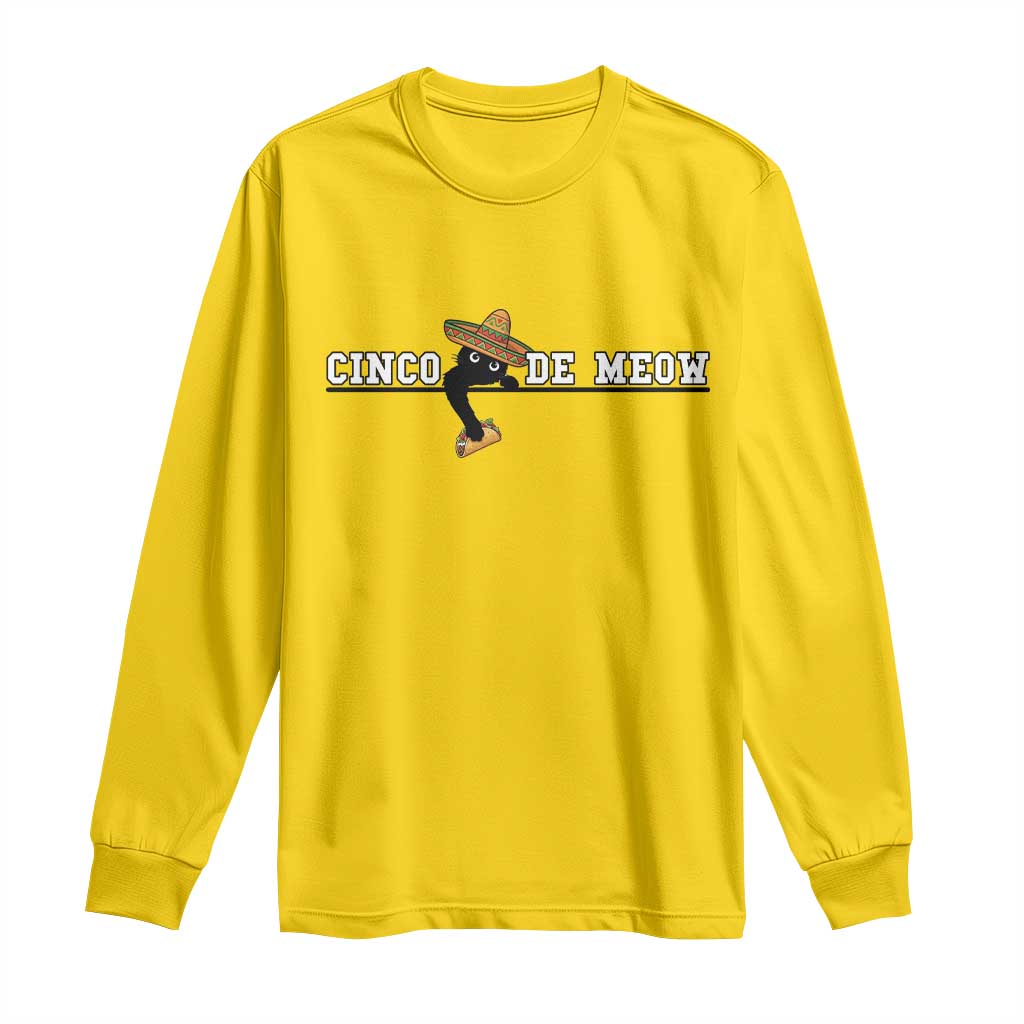 Funny Cinco De Meow Long Sleeve Shirt Cute Black Cat Eating Taco TS12 Daisy Print Your Wear