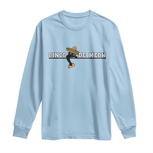 Funny Cinco De Meow Long Sleeve Shirt Cute Black Cat Eating Taco TS12 Light Blue Print Your Wear
