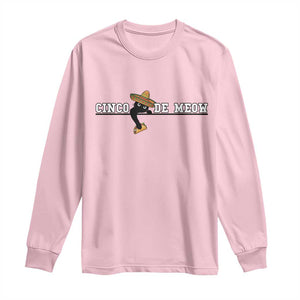 Funny Cinco De Meow Long Sleeve Shirt Cute Black Cat Eating Taco TS12 Light Pink Print Your Wear