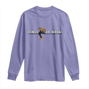 Funny Cinco De Meow Long Sleeve Shirt Cute Black Cat Eating Taco TS12 Violet Print Your Wear