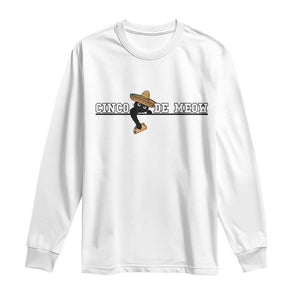 Funny Cinco De Meow Long Sleeve Shirt Cute Black Cat Eating Taco TS12 White Print Your Wear