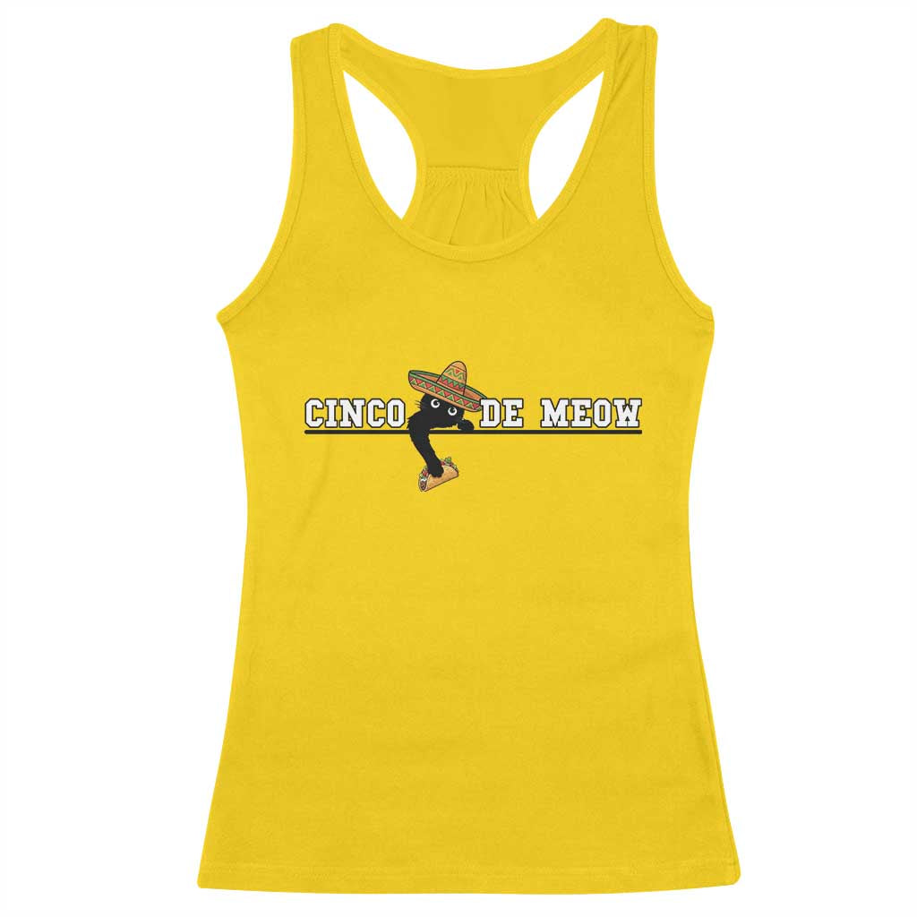 Funny Cinco De Meow Racerback Tank Top Cute Black Cat Eating Taco TS12 Daisy Print Your Wear