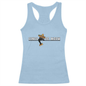 Funny Cinco De Meow Racerback Tank Top Cute Black Cat Eating Taco TS12 Light Blue Print Your Wear