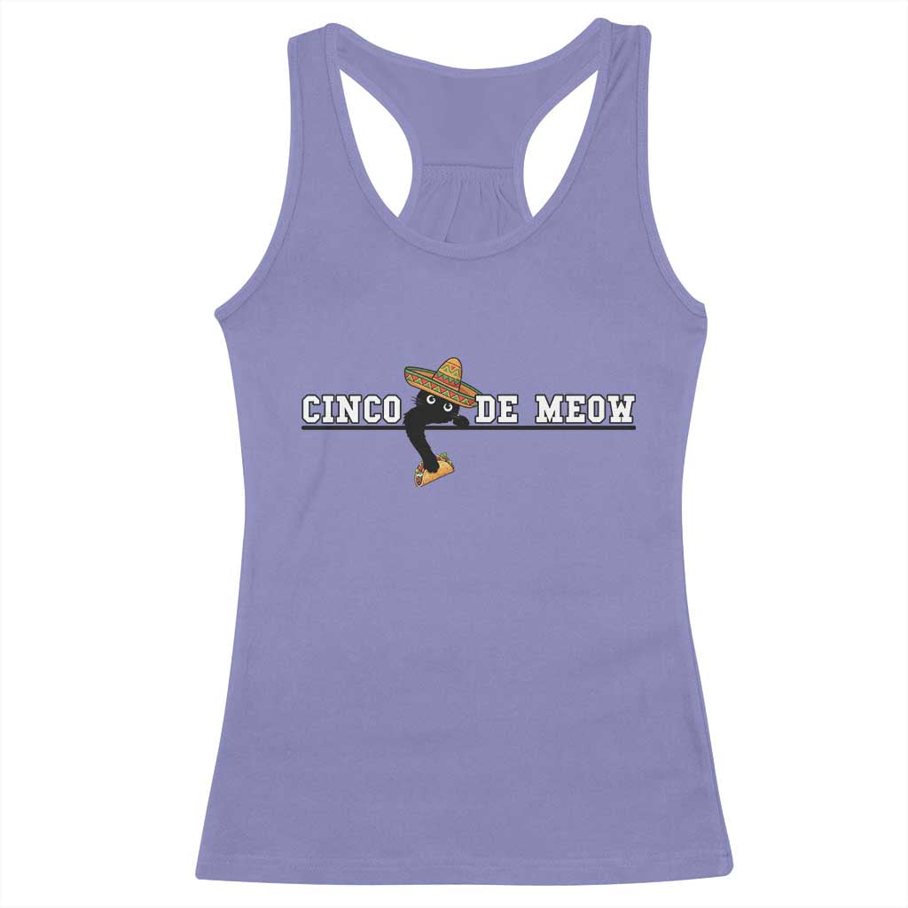Funny Cinco De Meow Racerback Tank Top Cute Black Cat Eating Taco TS12 Violet Print Your Wear