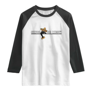 Funny Cinco De Meow Raglan Shirt Cute Black Cat Eating Taco TS12 White Black Print Your Wear