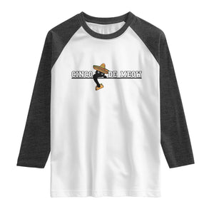 Funny Cinco De Meow Raglan Shirt Cute Black Cat Eating Taco TS12 White Heather Charcoal Print Your Wear