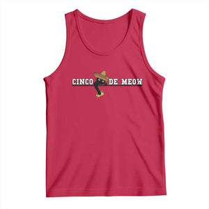 Funny Cinco De Meow Tank Top Cute Black Cat Eating Taco TS12 Red Print Your Wear
