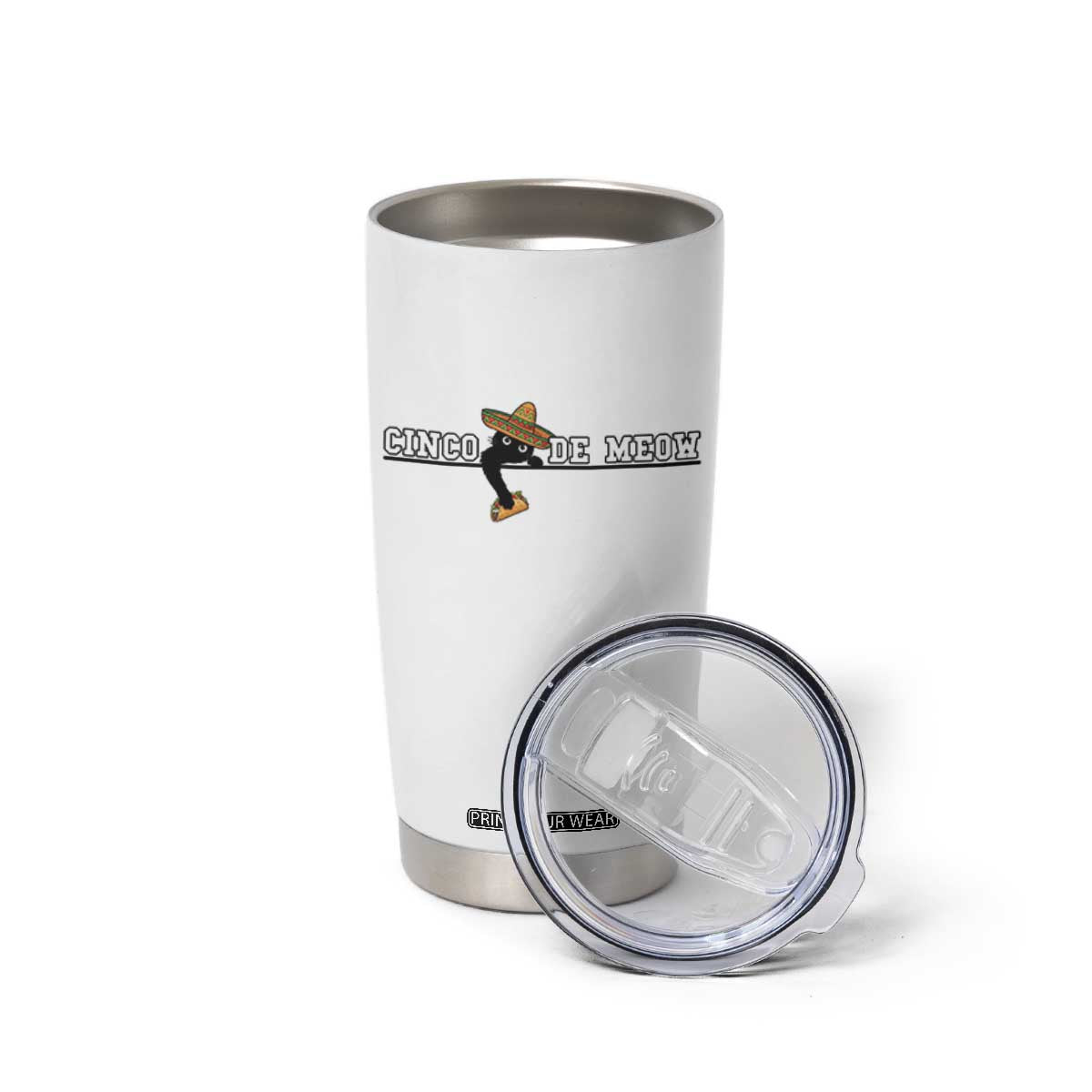 Funny Cinco De Meow Tumbler Cup Cute Black Cat Eating Taco TS12 Print Your Wear